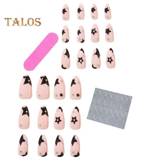 

24 шт., накладные ногти, французские миндалевидные стразы, звезды, стильные прочные украшения, накладные ногти для женщин Mixed Style