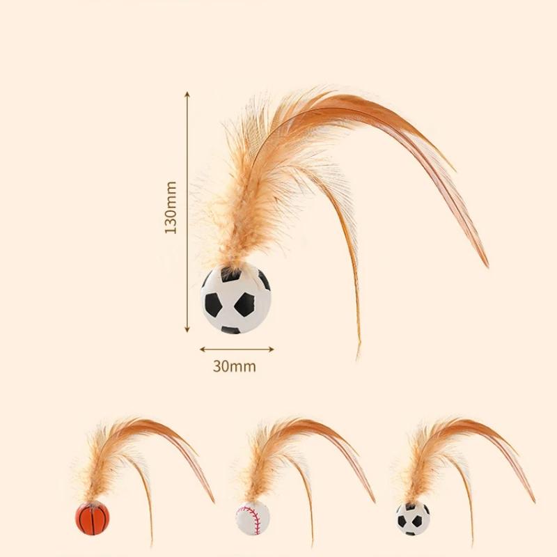 Cat Feather Elastic Ball Self-playing Interactive Pet Kitten Teaser Stress Reliever Catnip Flying Bird Supplies