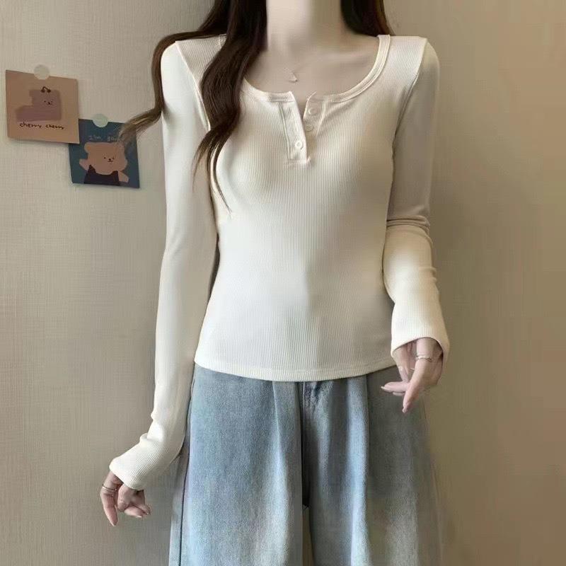 

Универсальная шерстяная футболка с квадратным воротником и нагрудной накладкой, облегающая, с длинным рукавом, с базовой блузкой, женская блузка One size