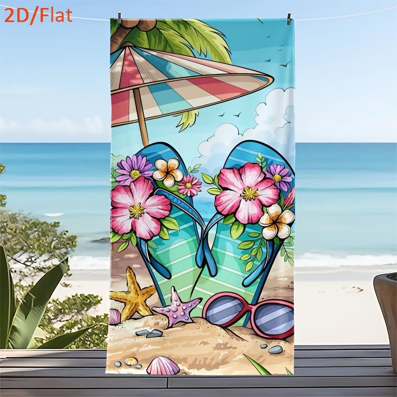 

1pcs Summer Flip Flop Beach Towel, Soft Microfiber Quick Dry Oversized Bath Towel, Tropical Pool Blanket for Kids & Adults W40*H60(CM)