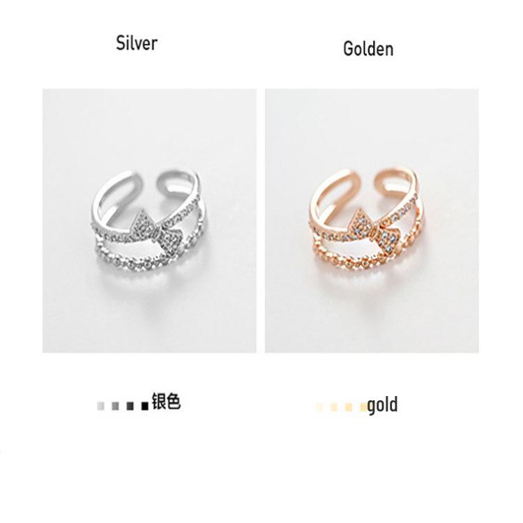 Korean Fashion Sweet Butterfly Ring for Women - 925 Silver Adjustable Index Finger Ring, Trendy & Stylish Accessory