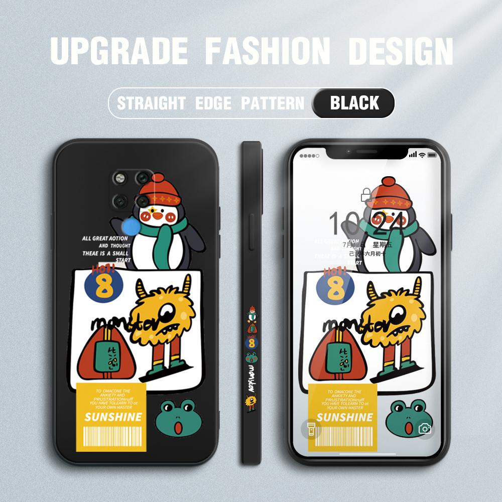 Cartoon Colorful Pattern Printing Pouzdro na telefon Čtvercové tekuté silikonové TPU Full Cover Fotoaparát Nárazuvzdorný ochranný kryt pro Huawei Honor Vivo