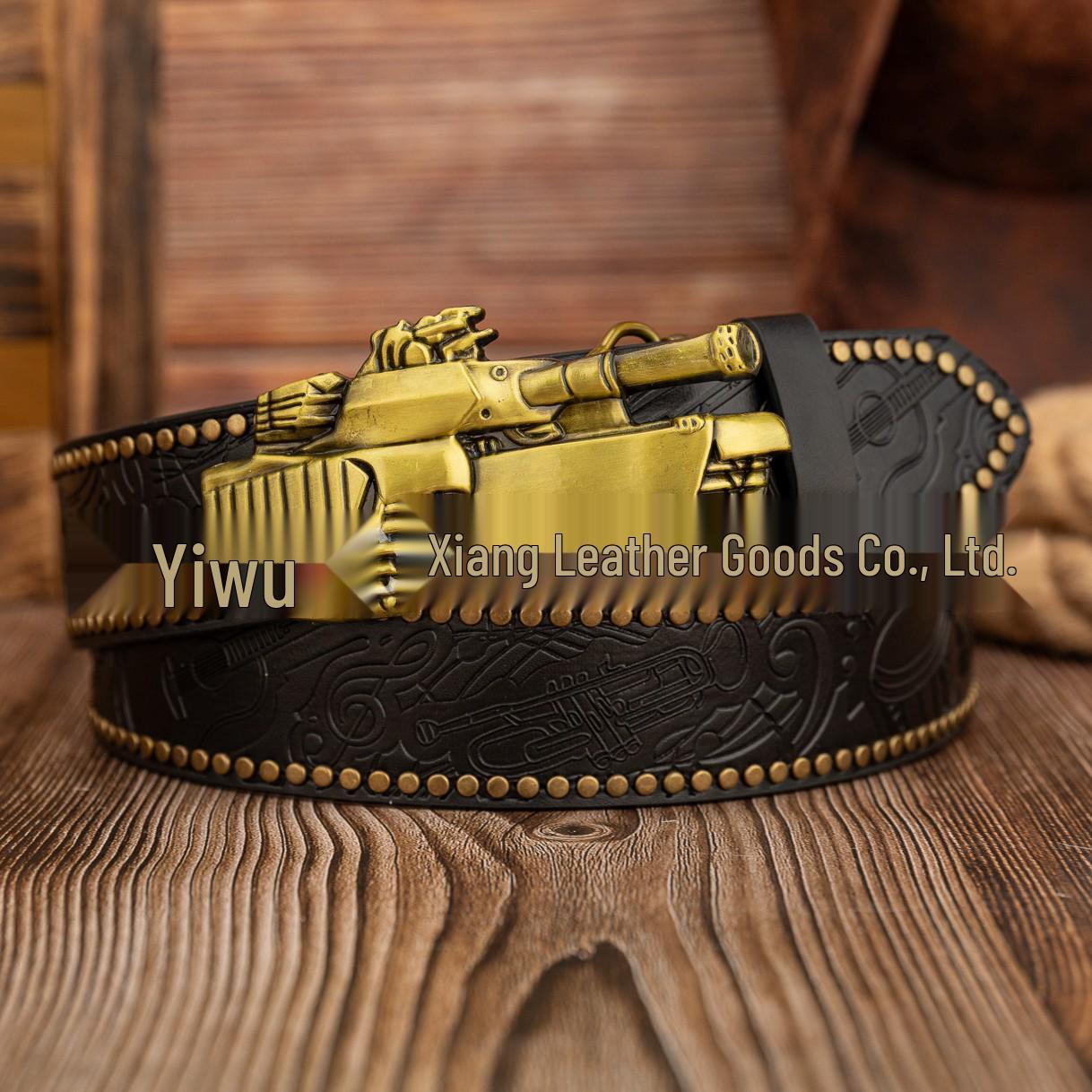 Retro Cross Punk Tank Buckle PU Leather Belt 120 cm чёрный