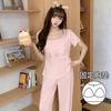 [Miss Nisha] New Pajamas with Chest Pads, Women's Summer Rabbit Printing Set, Sweet Loungewear Can Be Worn Outside