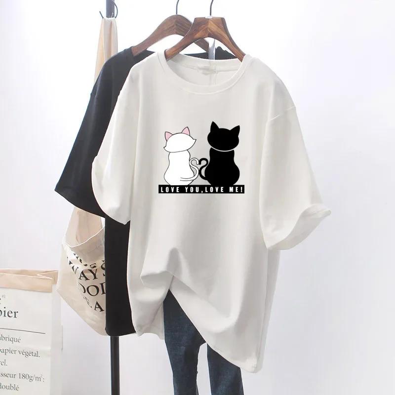 Unisex 2024 Summer New Smile Print Women's Short-sleeved Explosive Loose White T-shirt Top Women T Shirt