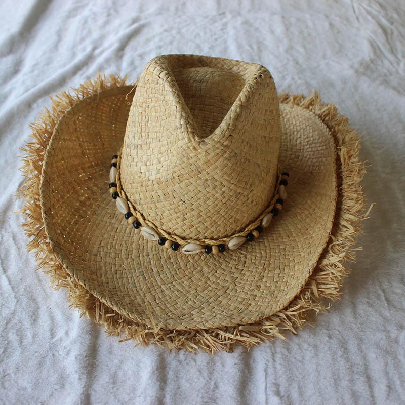 

New Summer Men Natural Raffia Jazz Hats Panama Fedora Straw Hat Beach Sun Caps for Men One Size