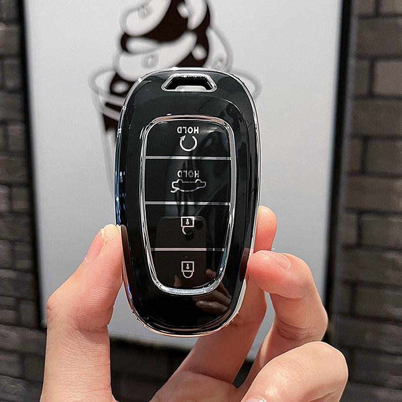 Tpu Car Key Case Cover Shell Fob For Hyundai Tucson Solaris Sonata Hybrid Nexo Nx4 Santafe Dn8 4 Buttons