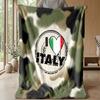 Italy Football Printed Flannel Blanket Skin Friendly Warm Decorative Throw for Indoor Couch Bed Daily Use