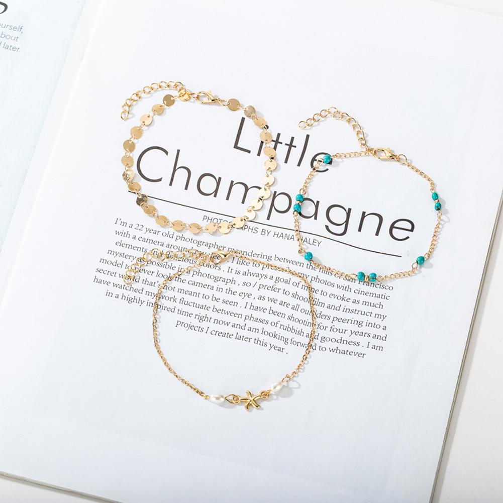 3 Pieces Set Of Women'S Alloy Anklet Fashion Simple Animal Popular Elements Disc Anklet