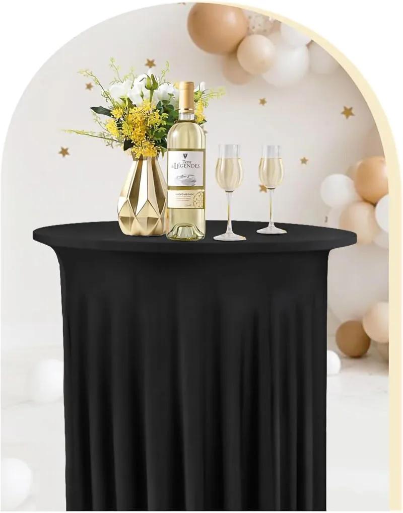 1Pcs Round Spandex Cocktail Tablecloths with Skirt Table Cover  Stretch Tablecloth Skirt For Table Bar Wedding Party Banquet