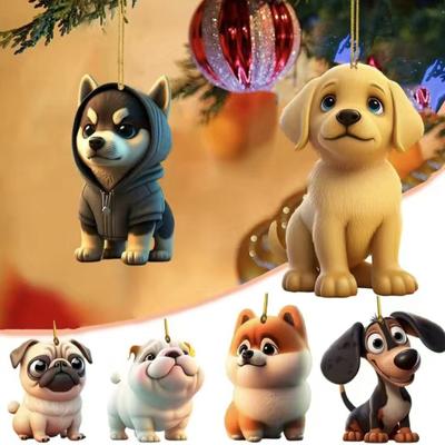 New Christmas Cute Dog Series Christmas Tree Decorations Car Acrylic Pendant