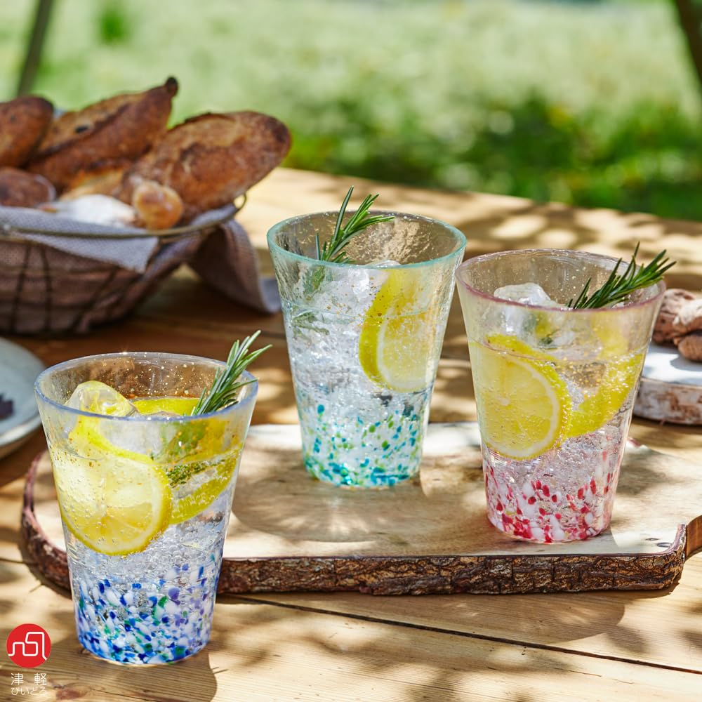 ADERIA Tsugaru Vidro Irozora Glass, Sea and Sky Design, 305ml, Made In Japan, Gift Box Included. Highball Glass, Beer Glass, Stylish Glass Tumbler, Wh