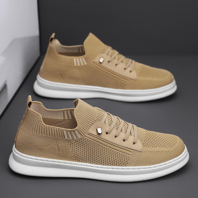 Men Casual Sneakers Mesh Platform Breathable Lightweight Shoes Outdoor Walking Sports Shoes Flying Woven Thick Bottom