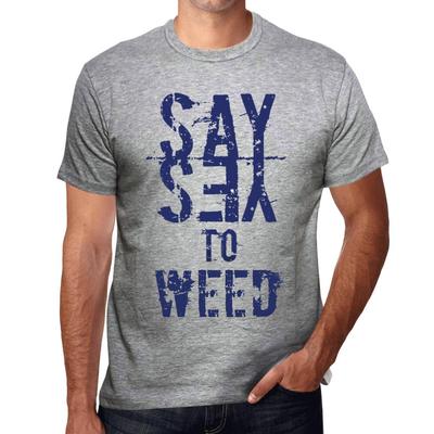 Men’s Vintage Tee Shirt Graphic T Shirt Say Yes To Weed Grey Marl