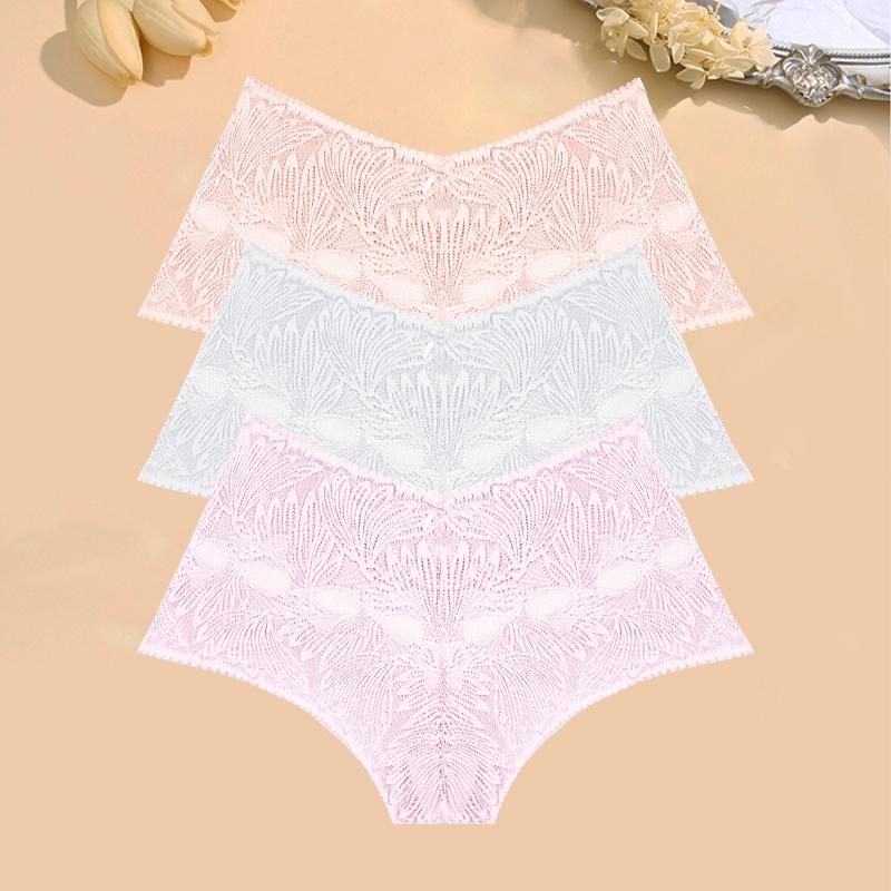 

FINETOO 3 шт. Женские кружевные цветочные трусики-шорты Сексуальное ажурное нижнее белье с низкой талией Дышащие трусики для девочек Мягкое прозрачное нижнее белье XL&3pcs