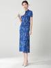 Miyake Retro Elegant Print Stand Collar Mid-Length Qipao