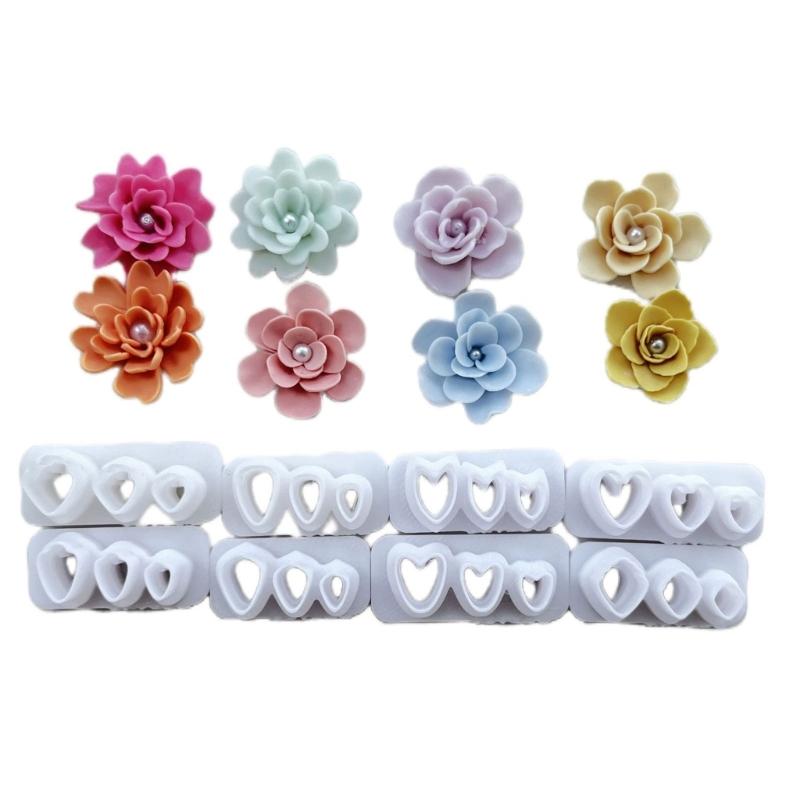 

8 Pieces 3D Flower Clay Earrings Cutter Flower Clay Cutter Decorative Molds Pottery Tool for Making Earrings Jewelry 1