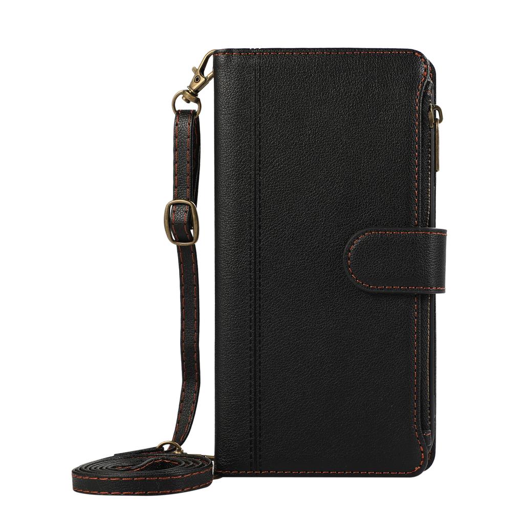 Phone Case For Xiaomi Redmi Note 14 Pro 5G/Note 14 Pro+ 5G/Poco X7 5G , Multi Card Slots Zipper Leather Cover with Shoulder Strap/Wrist Strap