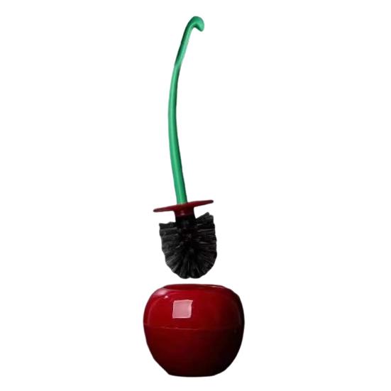 Yousheng Cherry Shape Toilet Brush with Holder Bowl Long Handle Design Comfortable Grip Household Bathroom Cleaning Tool Cleaner