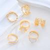 IF ME 6-Piece Fashionable Heart-Shaped Sun-Moon Sunflower Geometric Irregular Glitter Drip Ring Set Women's Holiday Party Jewelry