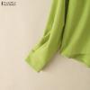 ZANZEA Women Casual Turn Down Collar Long Sleeve Loose Blouse