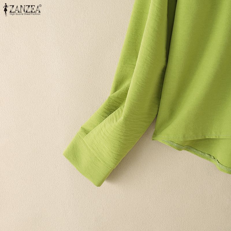 ZANZEA Women Casual Turn Down Collar Long Sleeve Loose Blouse