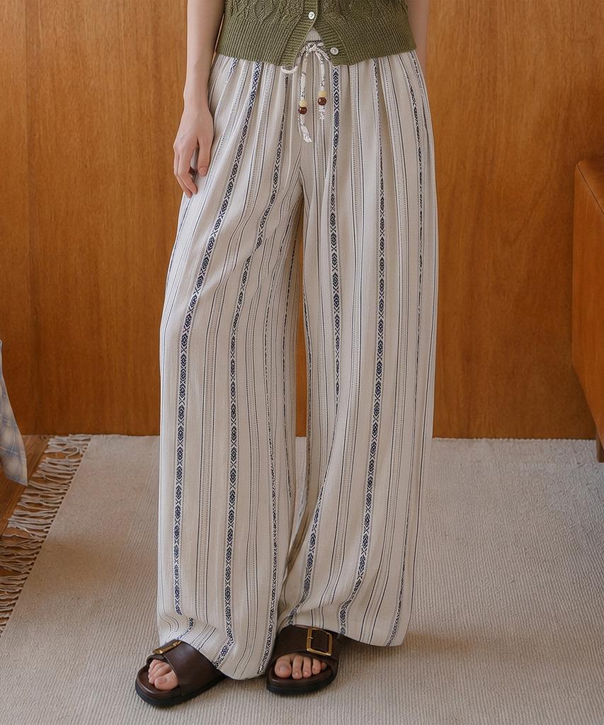 TOPGIRL Ethnic Linen Elastic Waist Pants_T611Bt778