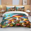 Super Vibrant Neon Psychedelic Mushrooms Print Bedding Set  1 Duvet Cover 1/2 Pillowcases Adult and Children Bedding Set Luxury