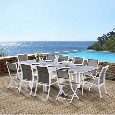 Garden Furniture Set Modulo T 6/10 + F 6 + C 4 Full Glass White Wilsa Garden