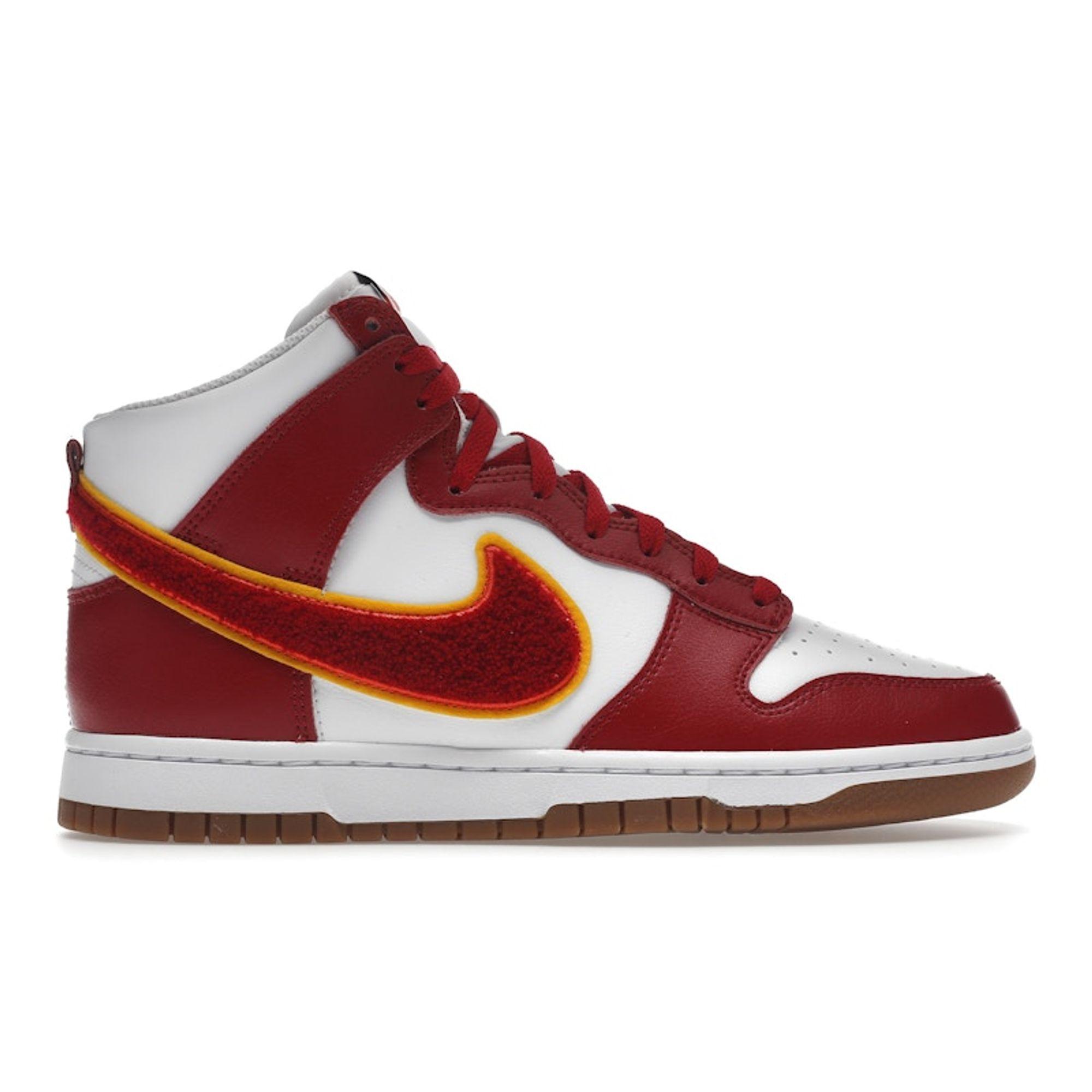 

Nike Dunk High Chenille Swoosh - Gym Red Men Sneakers White Yellow-Ochre Gum-Medium-Brown DR8805-101 45