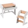 Children's Desk with Chair GINGER HOME, Drawer and Adjustable Height, for Drawing, Study and Games, MDF and Pine Wood