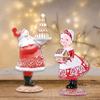 Gingerbreads Santa Couple Resins Figurine Statue Christmas Tabletop Ornament for Seasonal Home Book Shelves Decoration