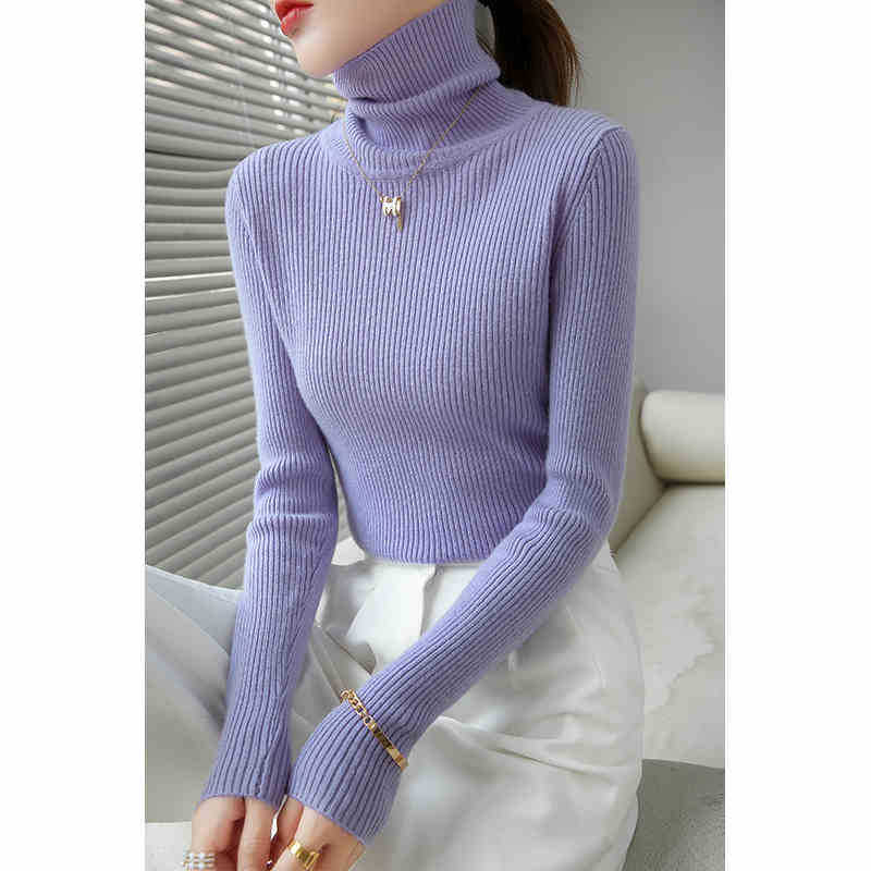 Turtleneck Sweater Women's Winter Inner Wear Autumn and Winter New Slim-fitting and Thin Solid-color Knitted Bottoming Shirt