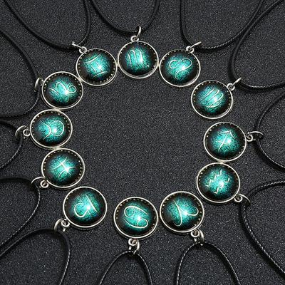 Halskette mit Horoskop-Anhänger und verlängerter Kette, hypoallergen, leuchtend, modische Halskette mit 12 Sternbildern