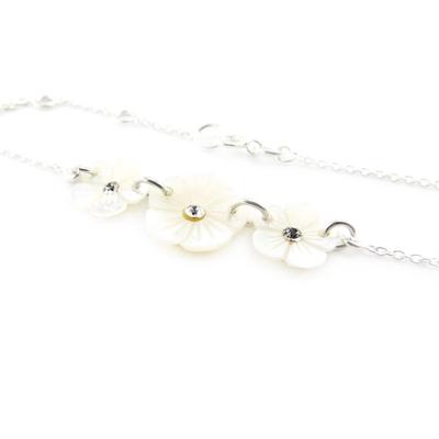 [J2086] - Silver 'Flora' Mother-of-pearl Bracelet