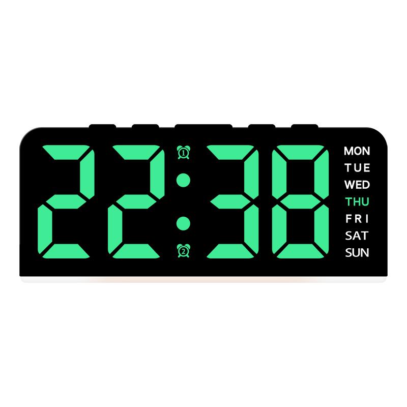 Digital Alarm Clock with Mood Light TEMP Date Week 2 Alarms Snooze Table Clock 4 Levels Brightness 12/24H Electronic LED Clock