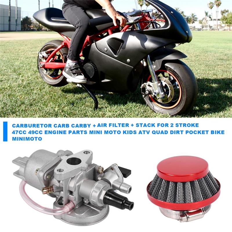 Mini Moto Kids Atv Quad Dirt Pocket Bike 42MM Air Filter+ Carburetor Kit For 2 Stroke 47Cc 49Cc Engines