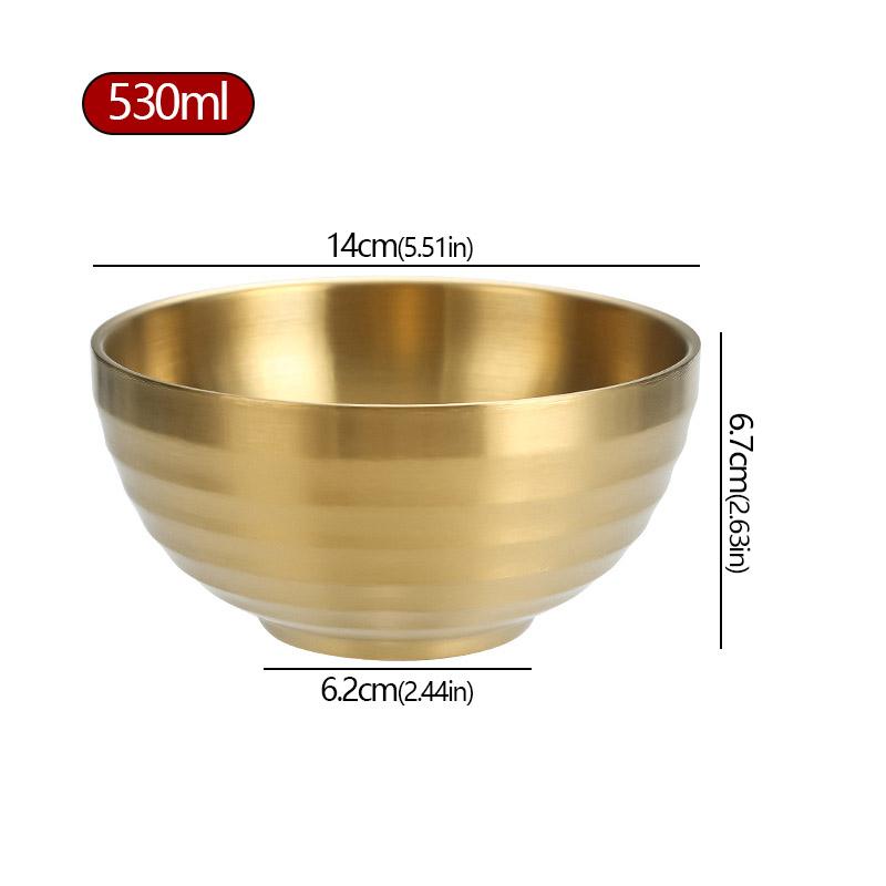304 Stainless Steel Threaded Rice Bowl Dough Round Soup Double Layer Insulated Ramen Bowls Home Tableware Kitchen Accessories