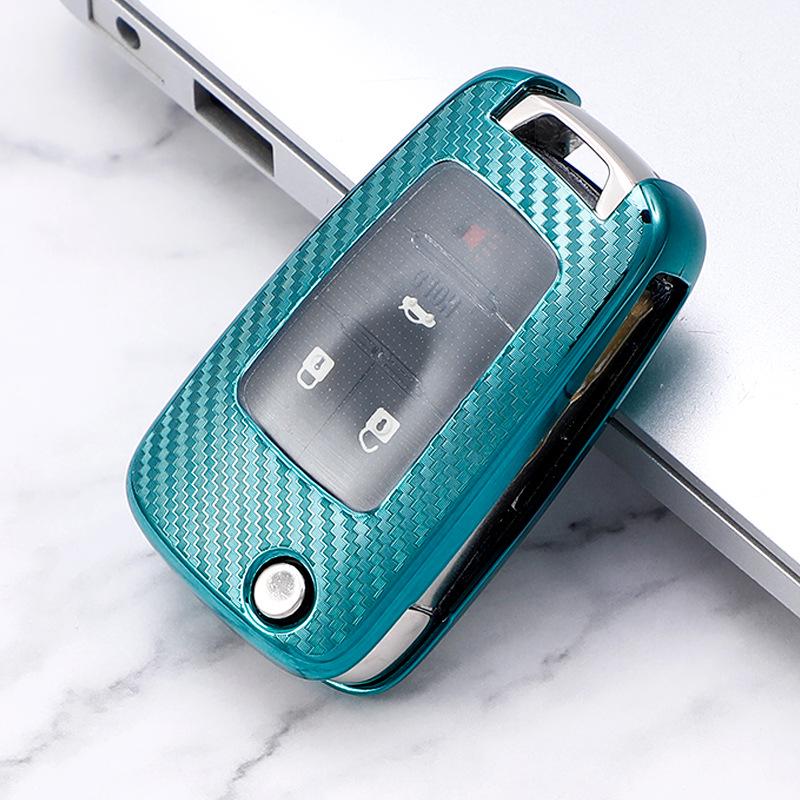 Chevrolet Key Case for Cavalier & Malibu - Carbon Fiber Transparent Soft Rubber Cover