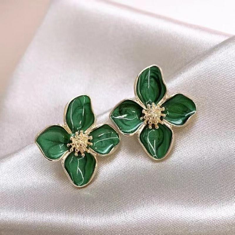 Elegante Blumenstecker für Damen, Trendiger Emaille-Blumenschmuck,Minimalistische Blütenblatt-Ohrstecker in Goldton,Hochzeitsparty Tägliches Tragen