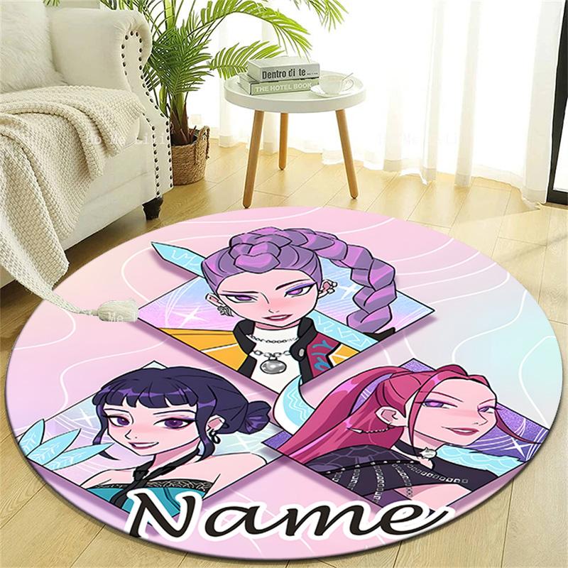 Personalized K-KPop Demon Hunters Round Chair Office Rug - Perfect for Mat, Office Chair & More - Ideal Gift for Birthdays and Holidays