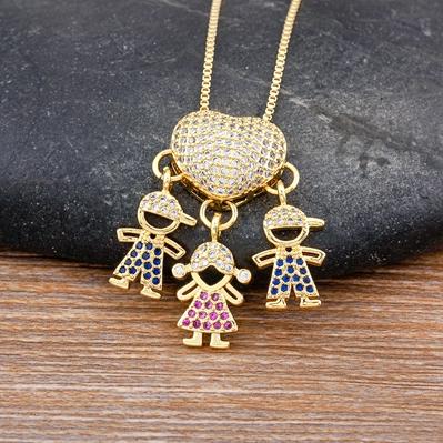 Nidin Luxury Fashion Girls Boys Inlaid Crystal Zircon Pendant Romantic Heart Necklace Exquisite Mother's Day Jewelry Gift