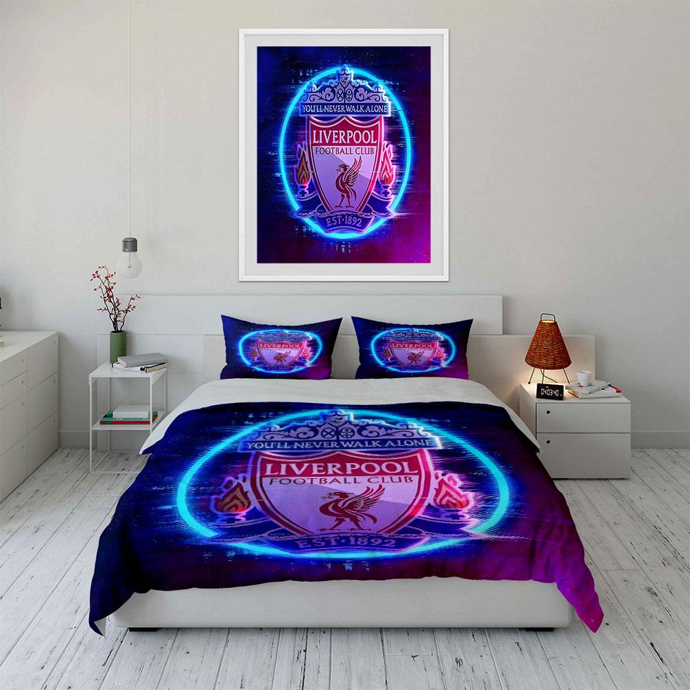 Embleem van Liverpool Football Club. Beddengoedsets Dekbedovertreksets Dekbedovertrekken Kussenslopen(1*Dekbedovertrek 2*Kussenslopen zonder dekbedvulling)
