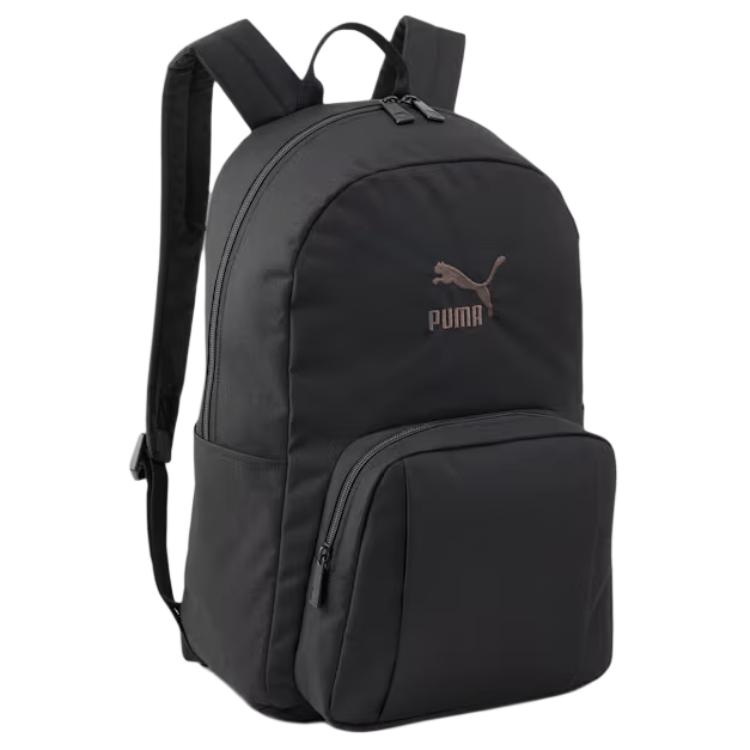 Puma 24L Solid Color Large Capacity Zipper Closure Polyester Backpack Unisex Backpack Black 090568-03 Black