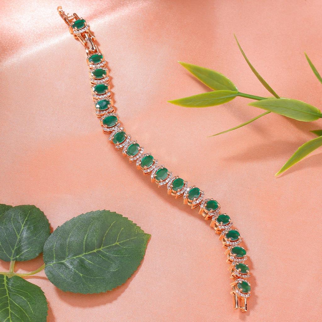 Bezauberndes Estele Designer-Armband mit Rosévergoldung und grünen CZ-Steinen für Mädchen/Frauen