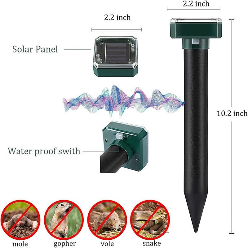 8 Stück Outdoor Solarbetriebenes Maulwurfvertreiber, Ultraschall-Tiervertreiber Erdspieß, Solar-Vogelschutz für Gartenhof, Wetterfest