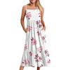 Women's Long Beach Casual Elegant Spaghetti Strap Maxi Dress Floral Low-key Flowing Bohemian Dress