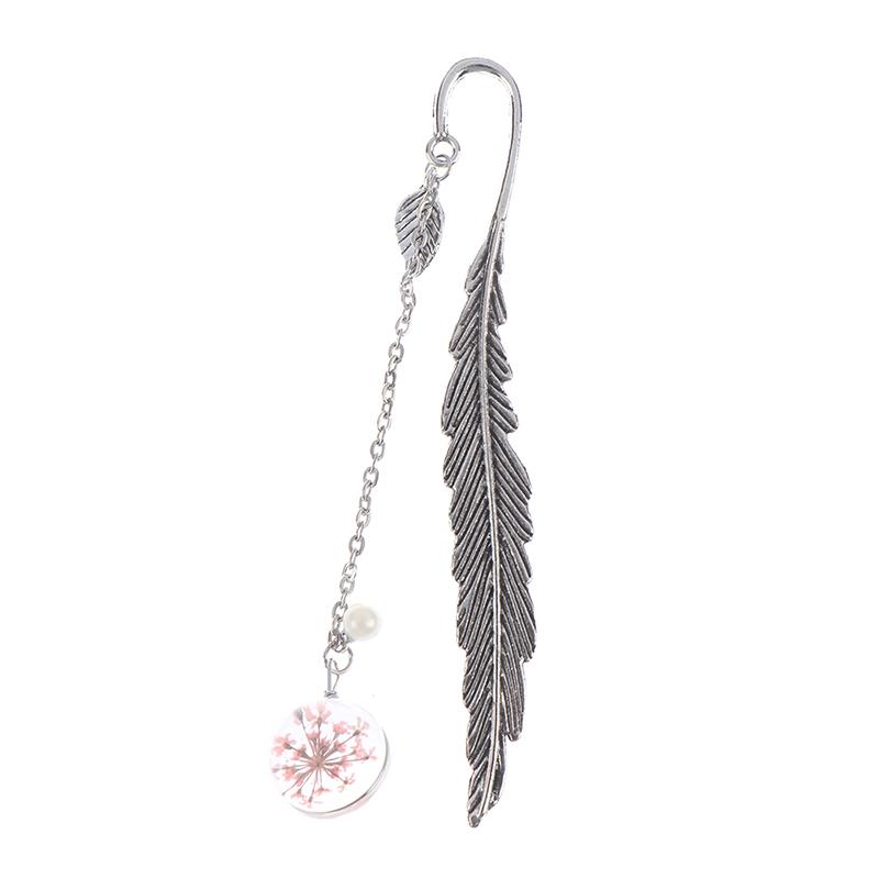 Flower Specimens Bookmark Pendant Metal Book Mark School Office Supply