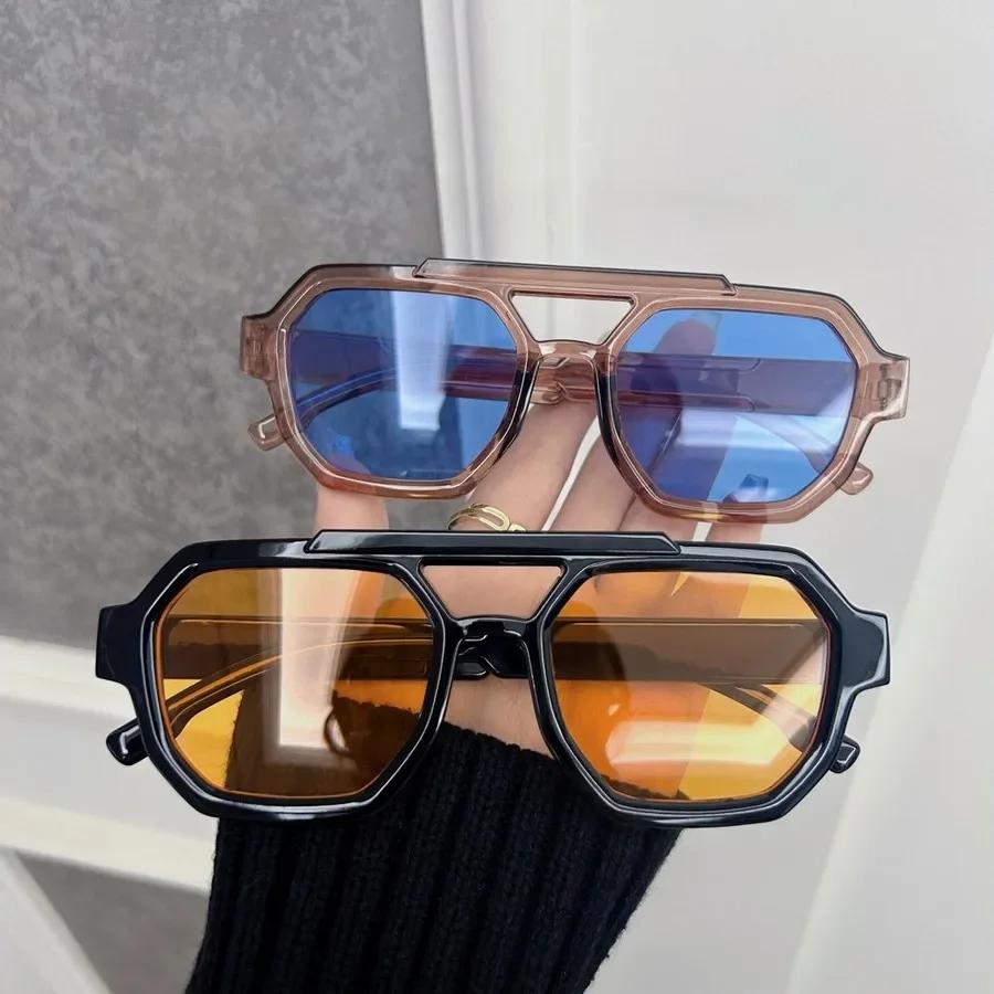 Designer Square Sunglasses Women Men Trendy Brand Ocean Color Sun Glasses Female Male Mirror Classic Big