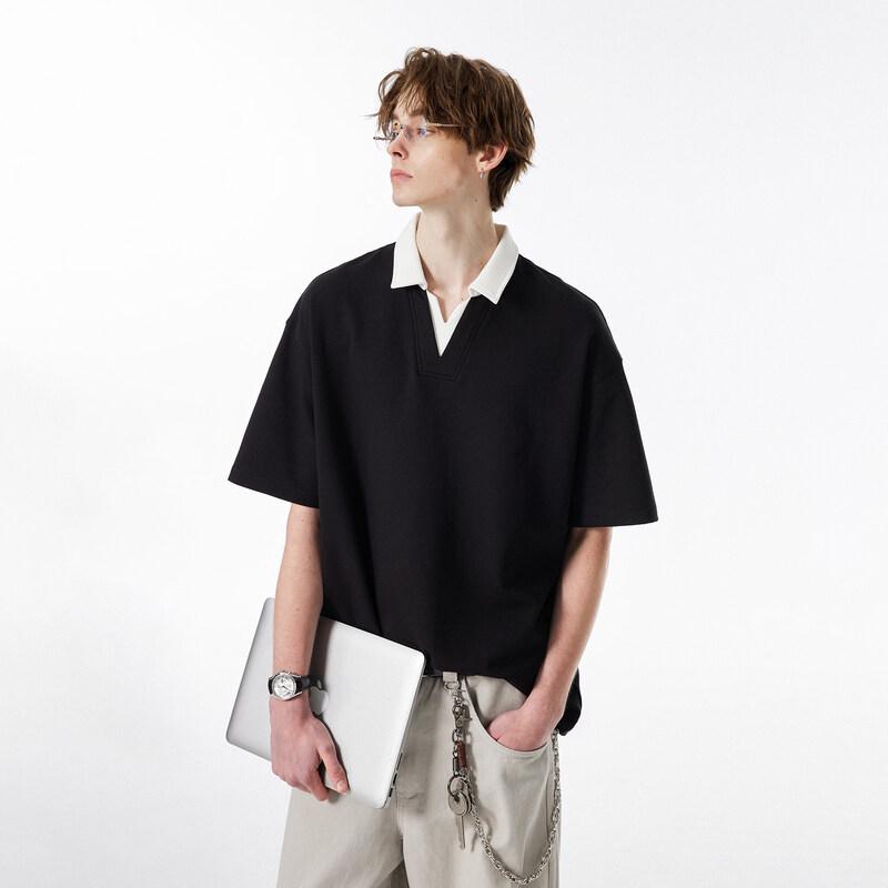 DREAM MADE Men's Layered V-Neck Polo Shirt
